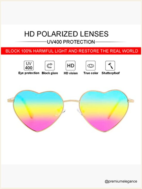 Heart Shaped Polarized Sunglasses Metal Frame UV400 Protection main image 7